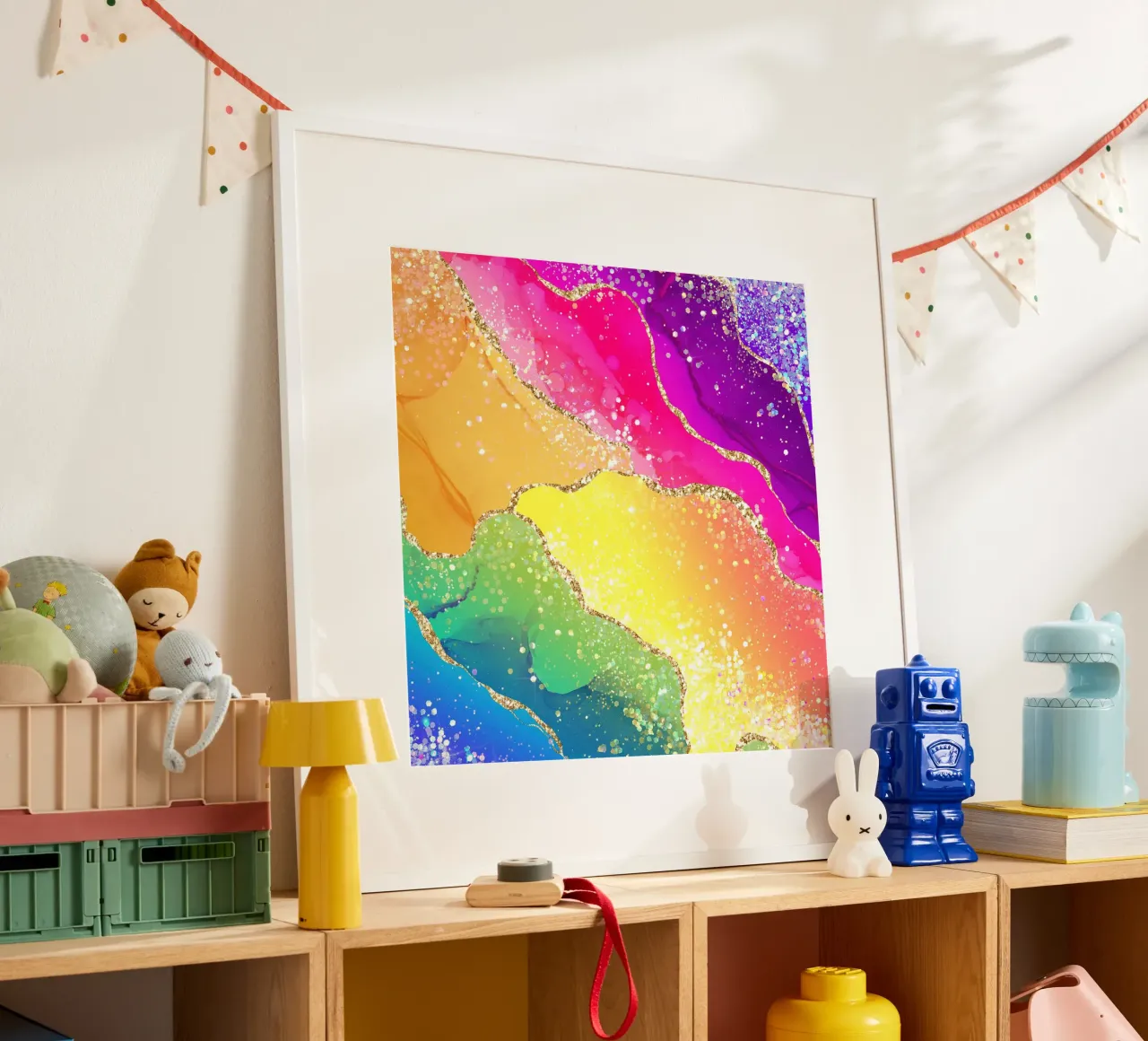 Lebendiger Regenbogen-Glitzer-Achat Struktur 05 Hahnemühle von Gemstone Textures