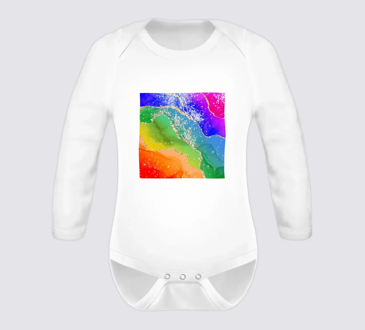 Texture Agata Glitterata Arcobaleno Vibrante 06 body neonato maniche lunghe da Gemstone Textures