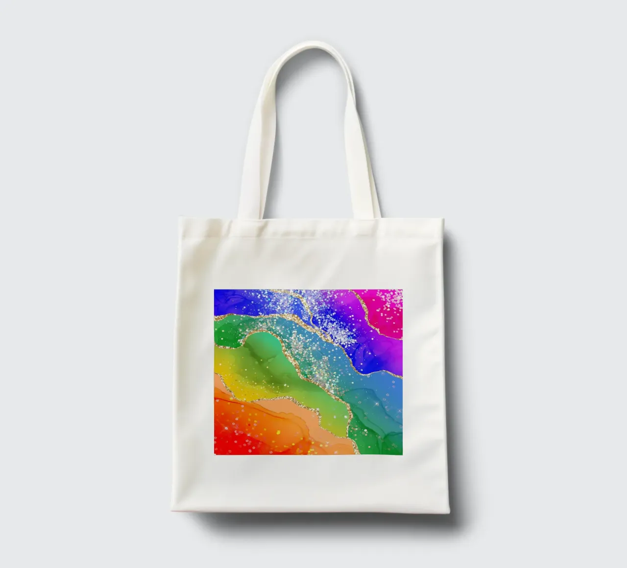 Lebendiger Regenbogen-Glitzer-Achat Struktur 06 Jutebeutel von Gemstone Textures
