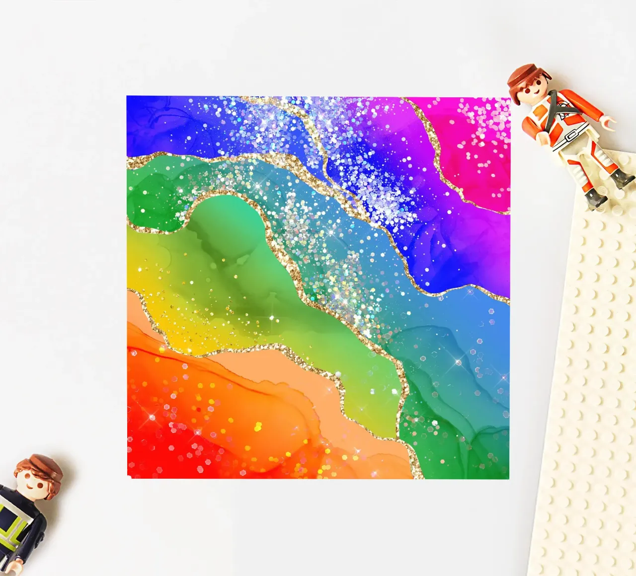 Lebendiger Regenbogen-Glitzer-Achat Struktur 06 Sticker von Gemstone Textures