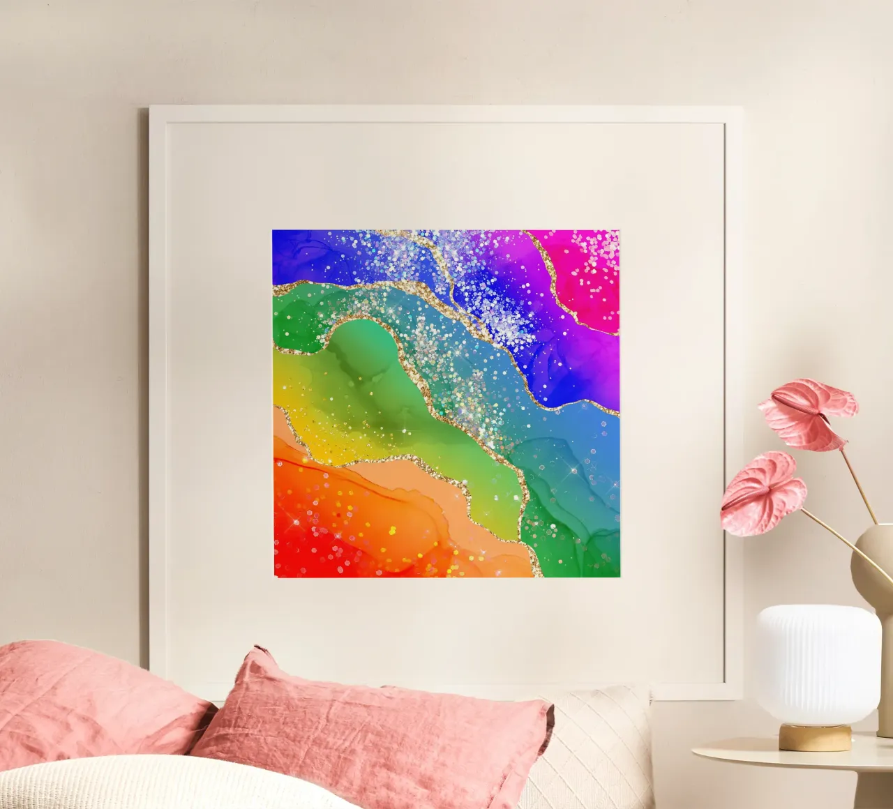 Lebendiger Regenbogen-Glitzer-Achat Struktur 06 Hahnemühle von Gemstone Textures