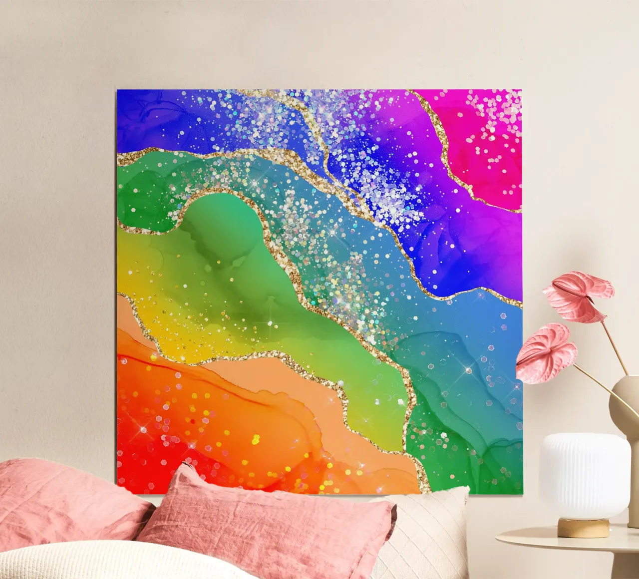 Lebendiger Regenbogen-Glitzer-Achat Struktur 06 Hahnemühle von Gemstone Textures