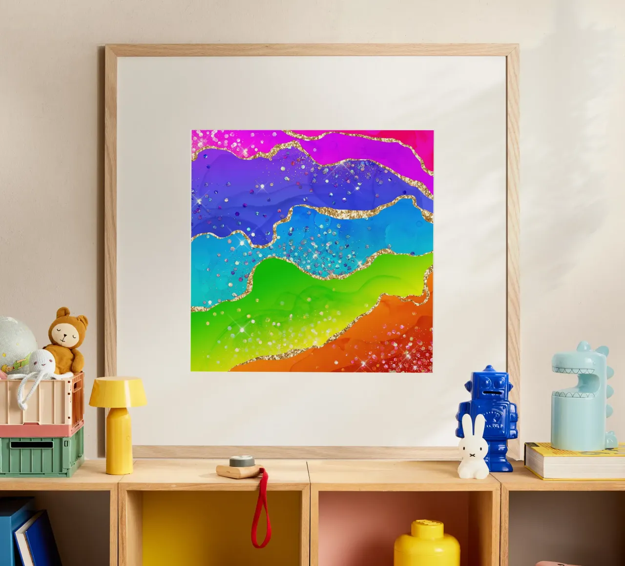 Lebendiger Regenbogen-Glitzer-Achat Struktur 07 Poster von Gemstone Textures