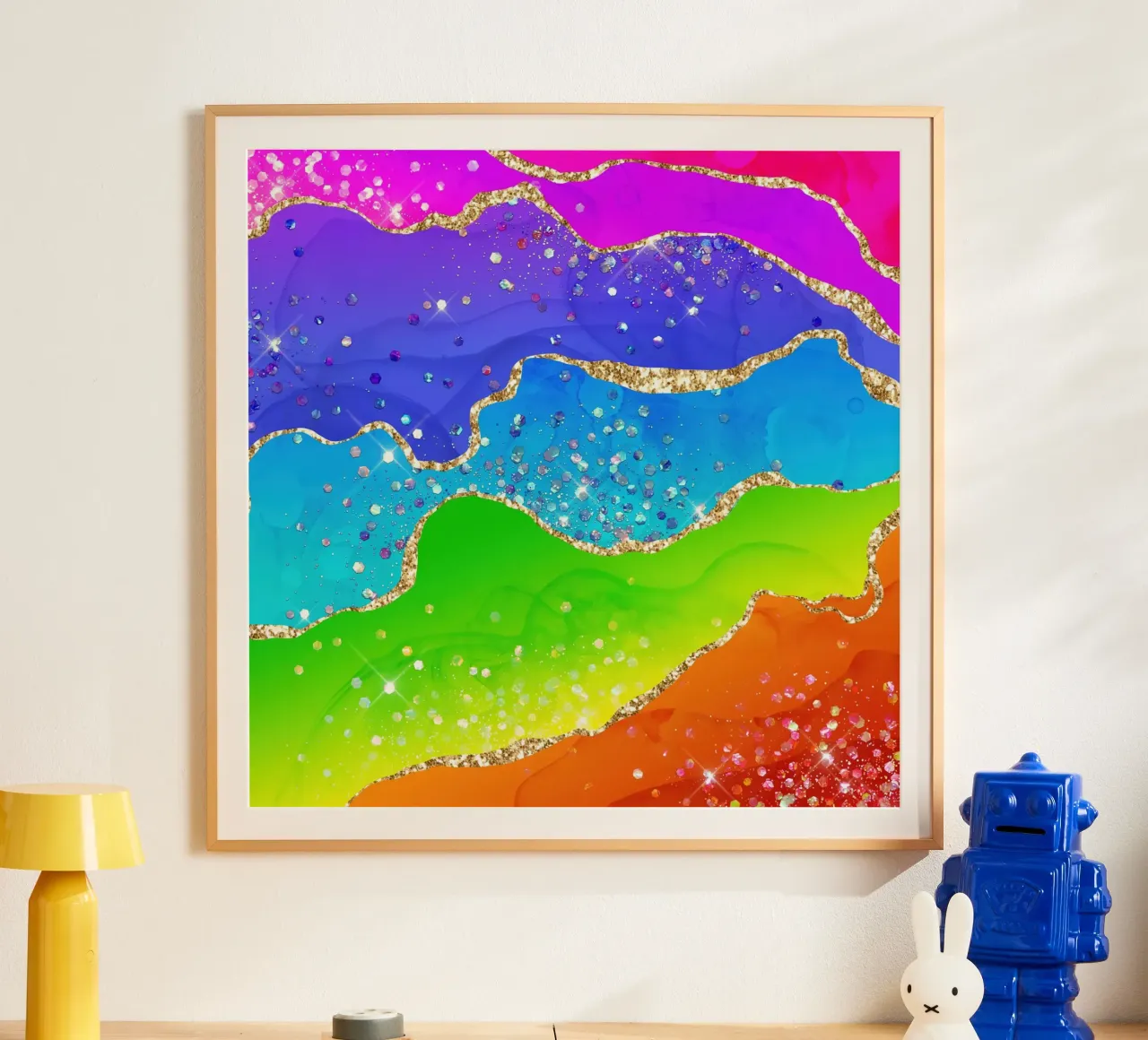 Lebendiger Regenbogen-Glitzer-Achat Struktur 07 Poster von Gemstone Textures