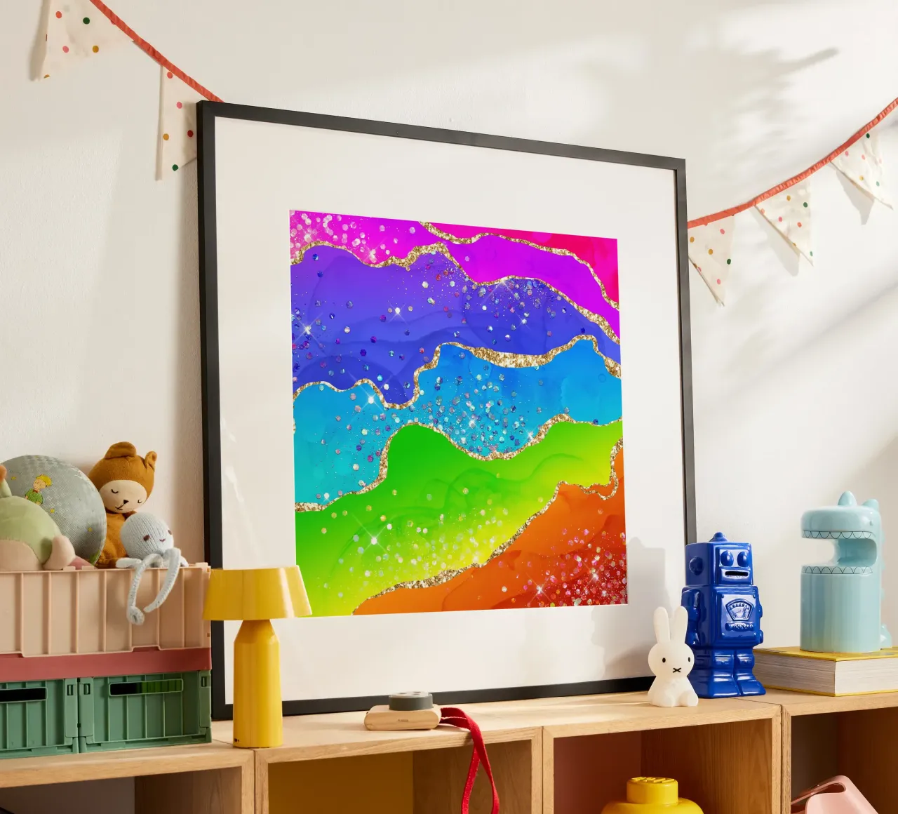 Lebendiger Regenbogen-Glitzer-Achat Struktur 07 Poster von Gemstone Textures