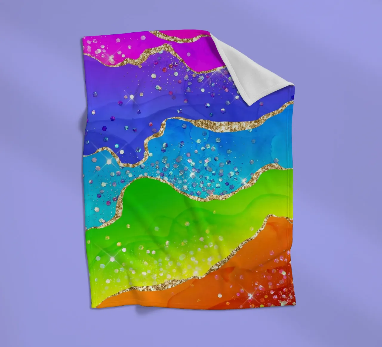 Lebendiger Regenbogen-Glitzer-Achat Struktur 07 Fleecedecke von Gemstone Textures