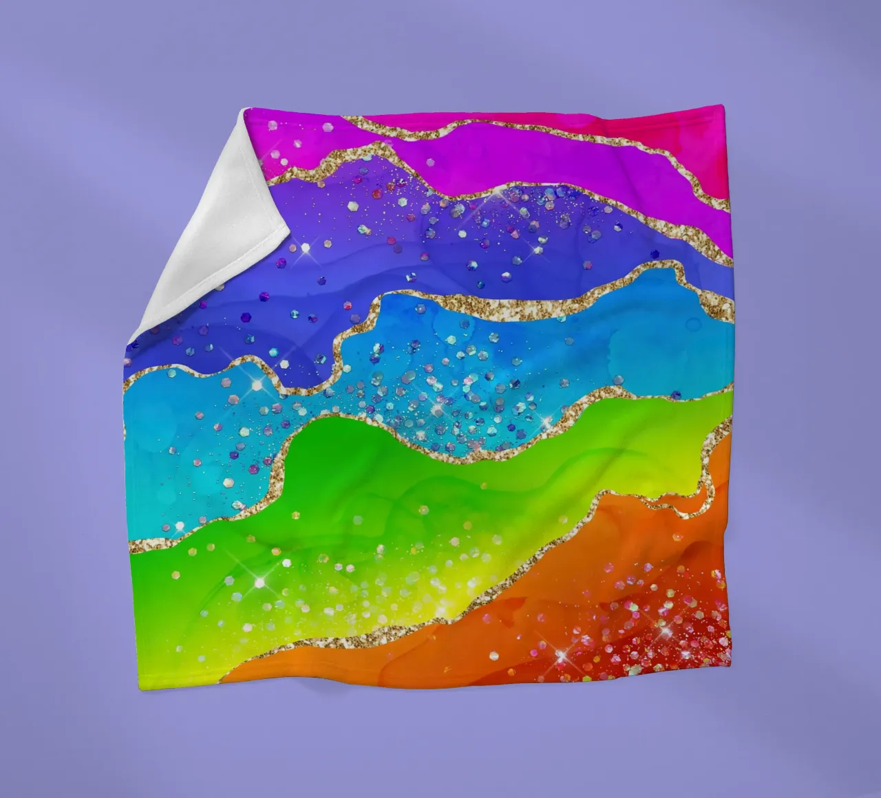 Lebendiger Regenbogen-Glitzer-Achat Struktur 07 Fleecedecke von Gemstone Textures