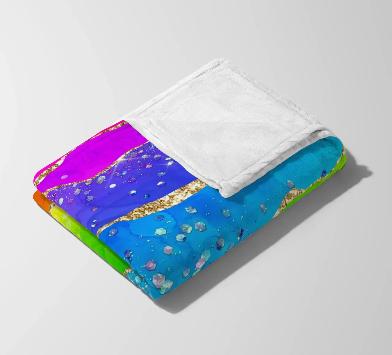 Lebendiger Regenbogen-Glitzer-Achat Struktur 07 Fleecedecke von Gemstone Textures