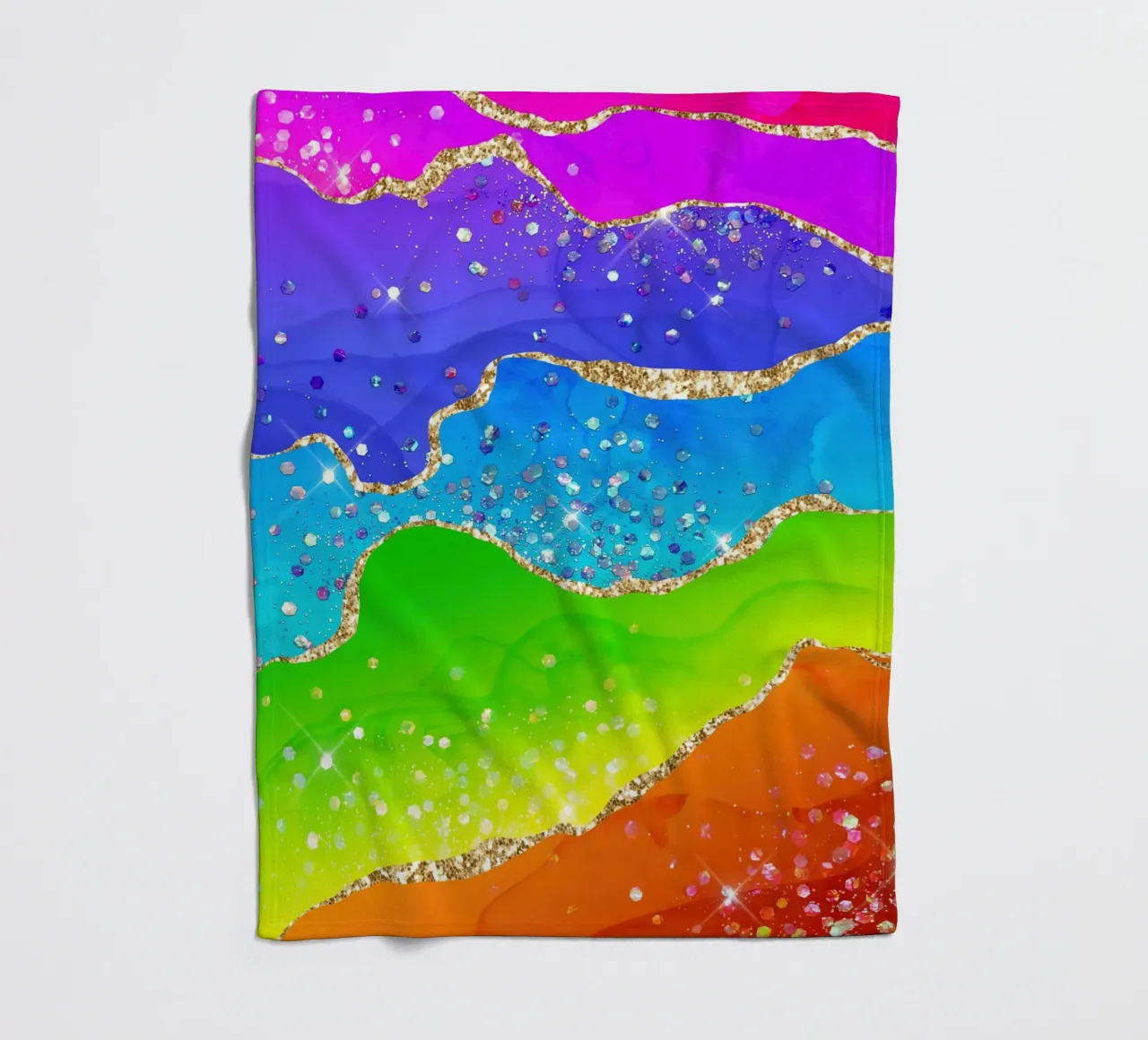 Lebendiger Regenbogen-Glitzer-Achat Struktur 07 Fleecedecke von Gemstone Textures