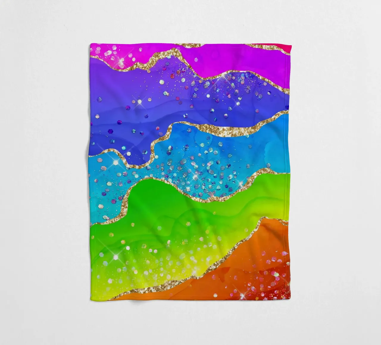 Lebendiger Regenbogen-Glitzer-Achat Struktur 07 Fleecedecke von Gemstone Textures