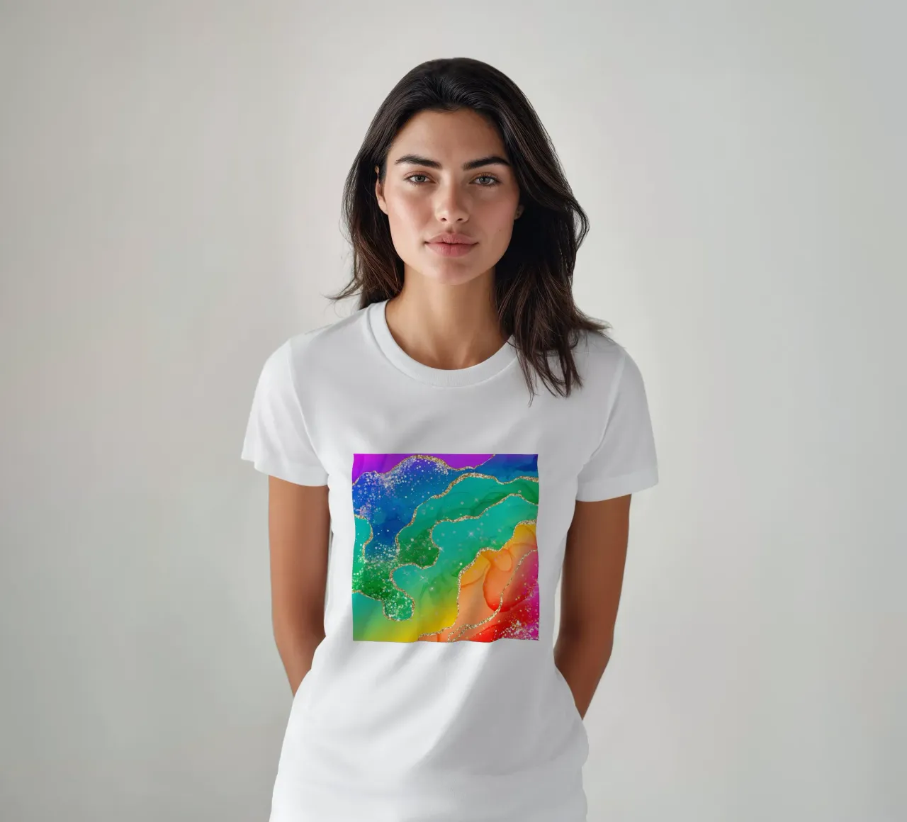 Texture d'agate pailletée arc-en-ciel vibrante 08 t-shirt de Gemstone Textures