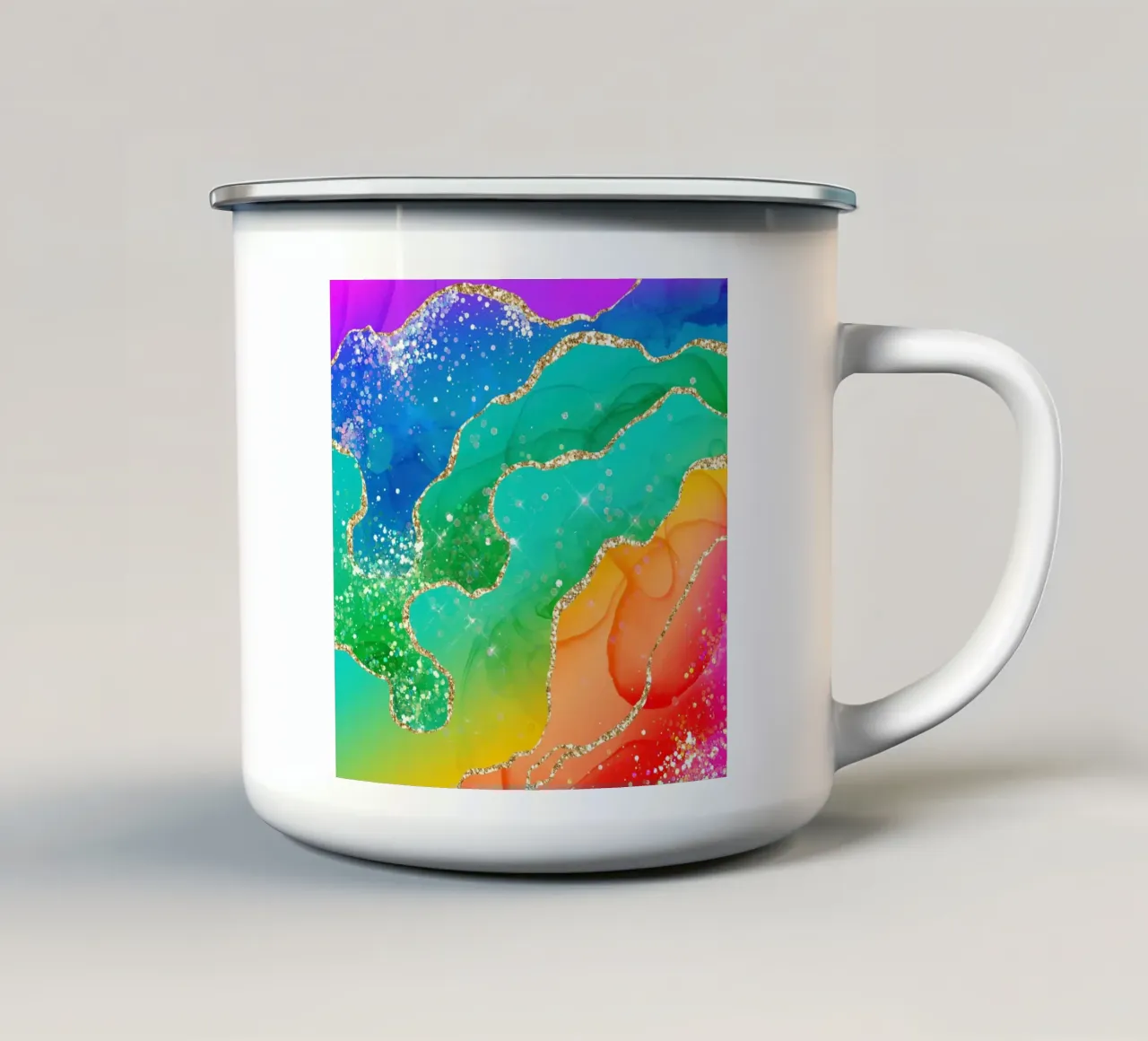 Texture Agata vibrante e scintillante arcobaleno 08 tazza in smalto da Gemstone Textures