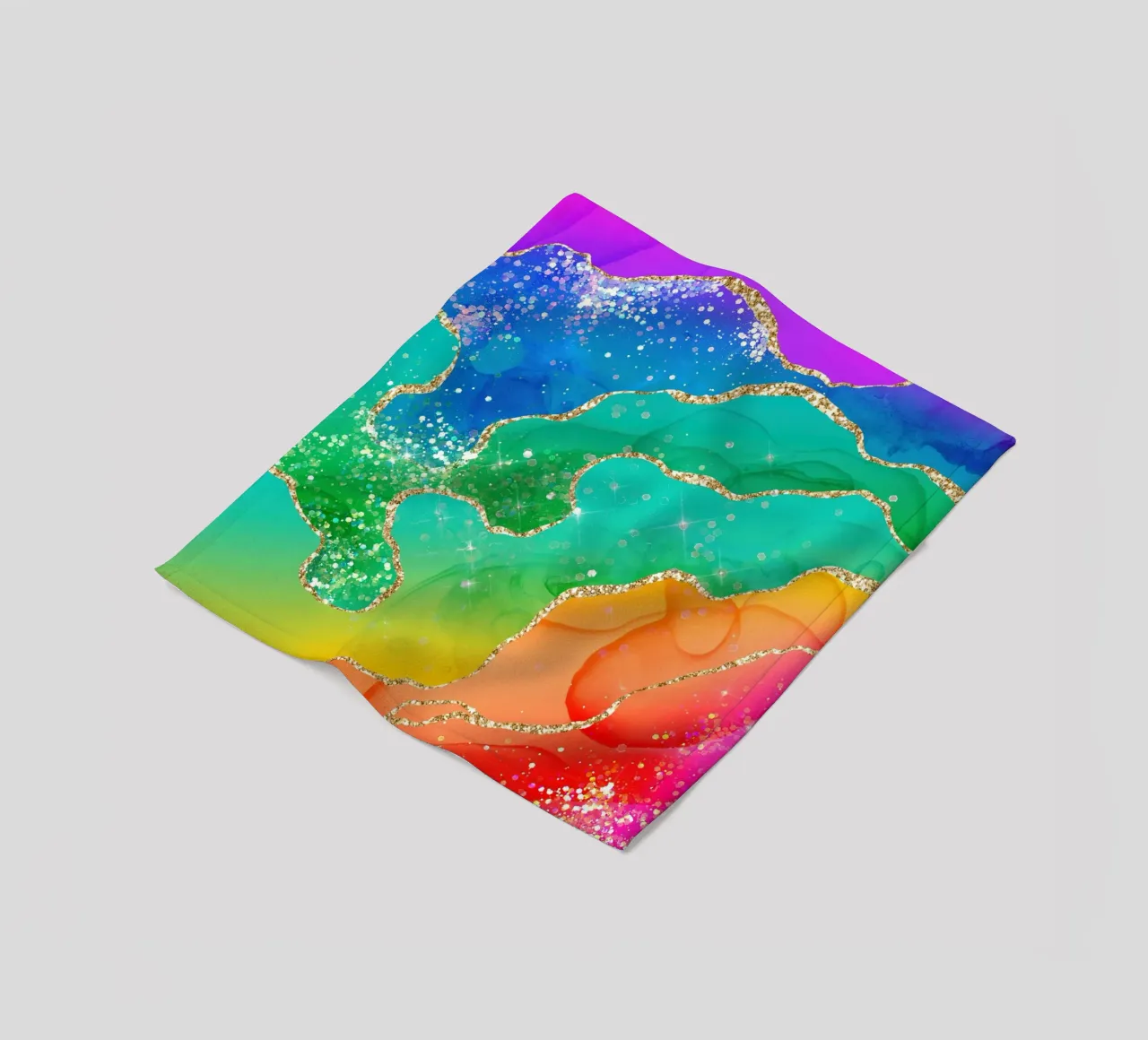 Lebendiger Regenbogen-Glitzer-Achat Struktur 08 Fleecedecke von Gemstone Textures