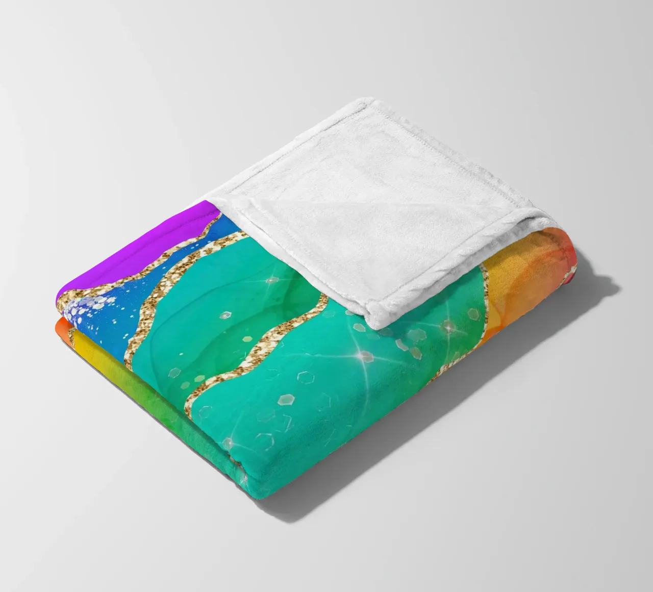 Lebendiger Regenbogen-Glitzer-Achat Struktur 08 Fleecedecke von Gemstone Textures