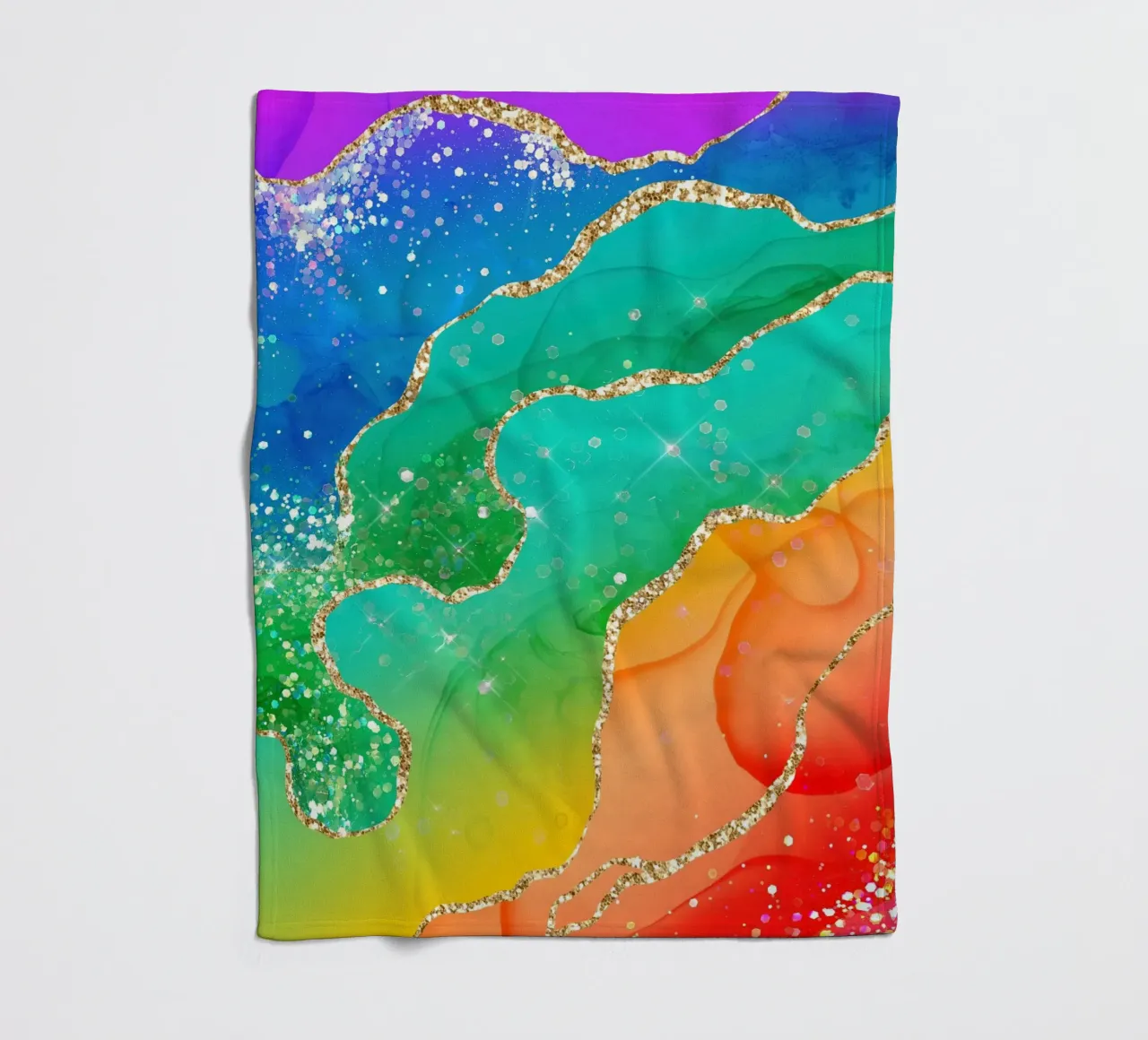 Lebendiger Regenbogen-Glitzer-Achat Struktur 08 Fleecedecke von Gemstone Textures