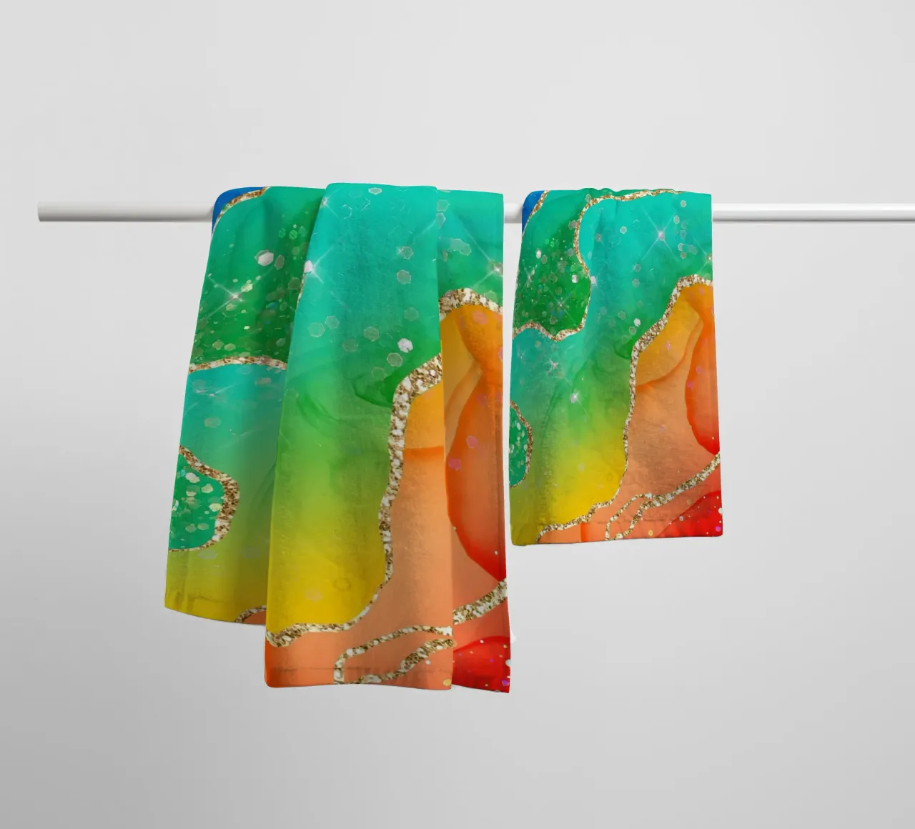 Lebendiger Regenbogen-Glitzer-Achat Struktur 08 Handtuch von Gemstone Textures