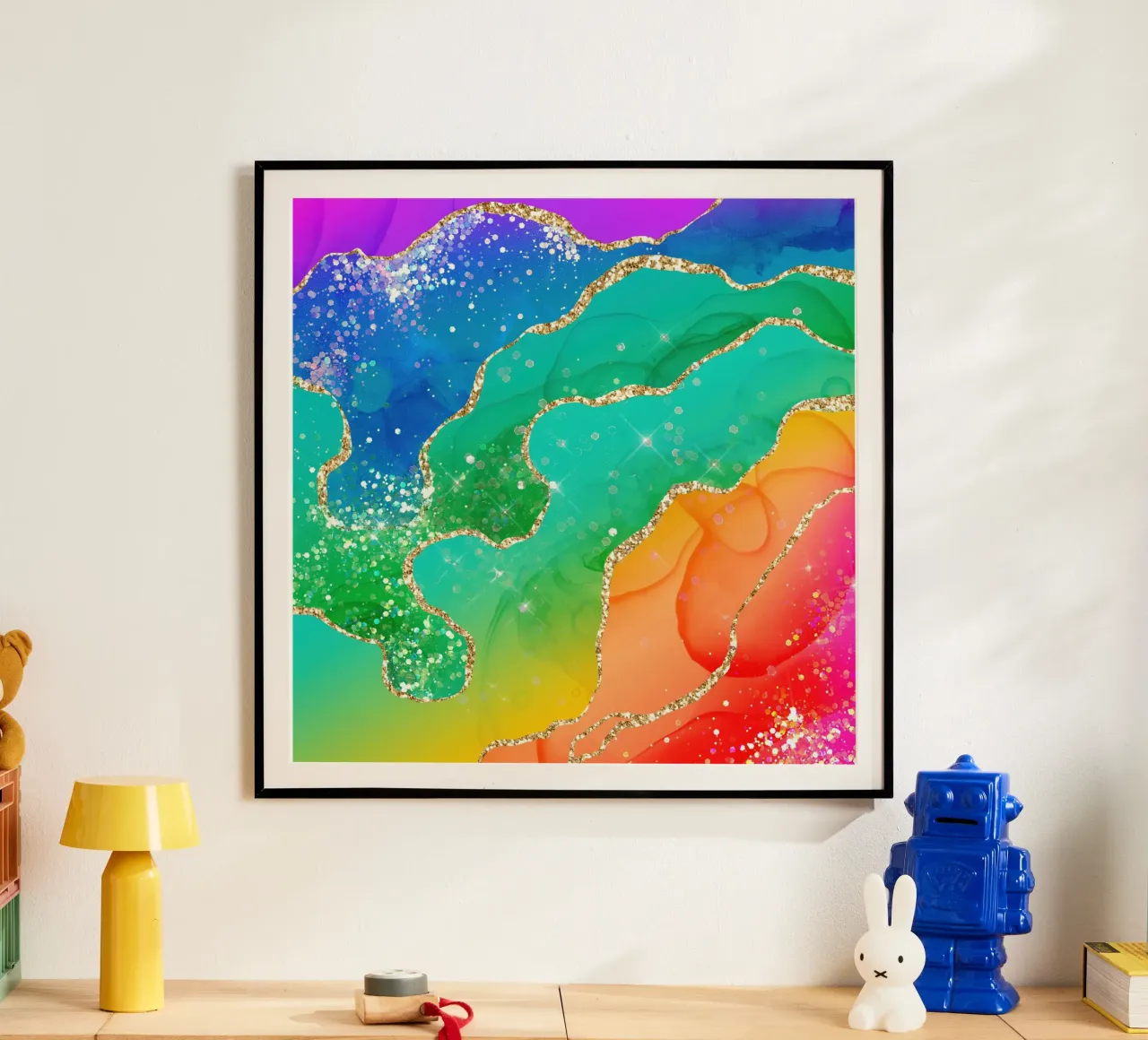 Lebendiger Regenbogen-Glitzer-Achat Struktur 08 Hahnemühle von Gemstone Textures