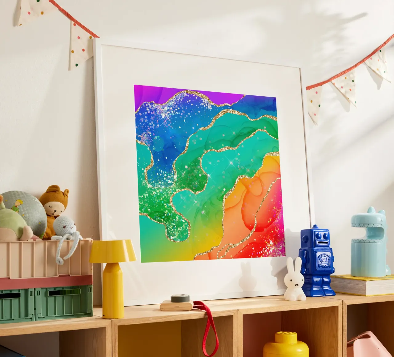 Lebendiger Regenbogen-Glitzer-Achat Struktur 08 Hahnemühle von Gemstone Textures