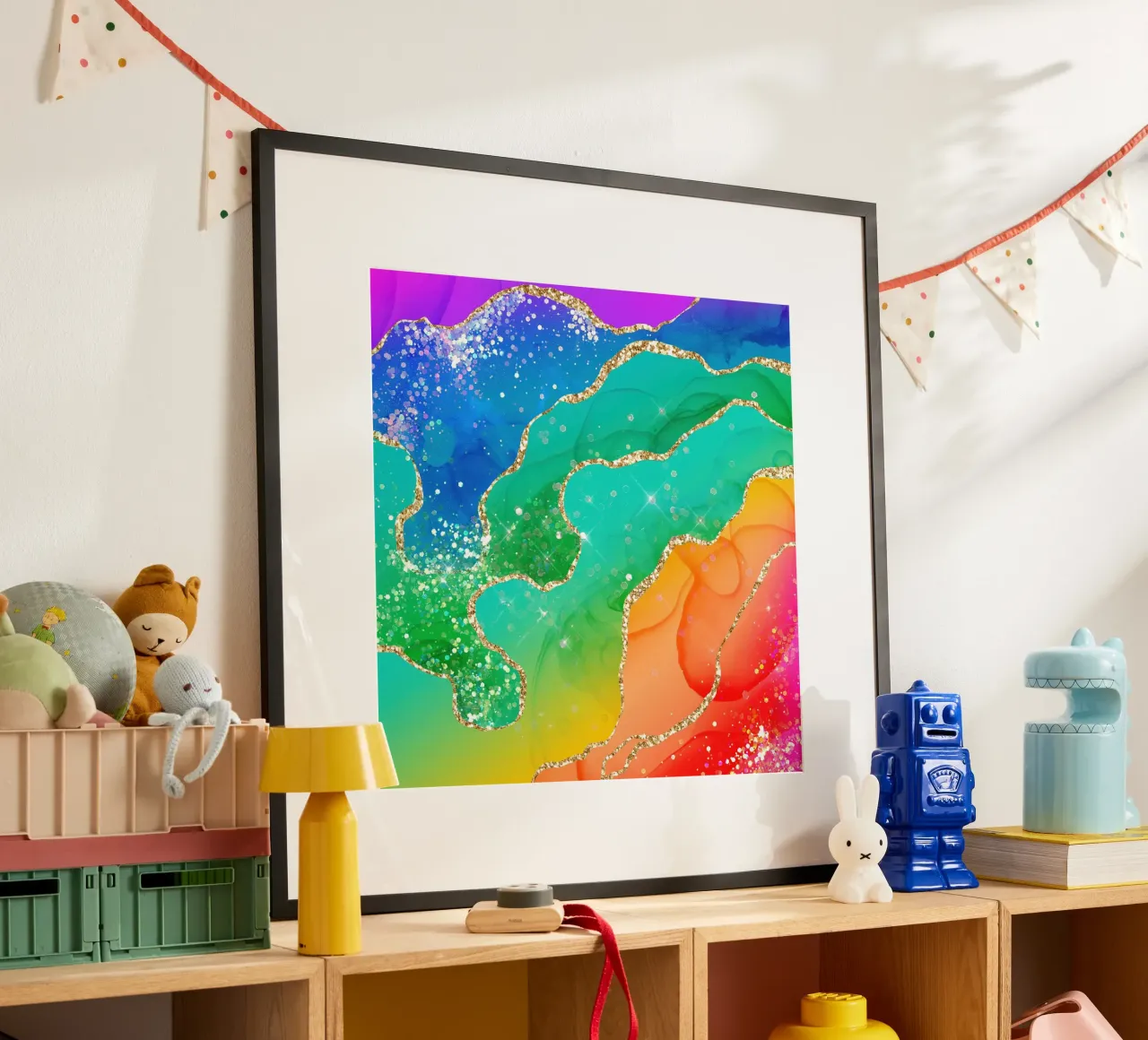 Lebendiger Regenbogen-Glitzer-Achat Struktur 08 Hahnemühle von Gemstone Textures