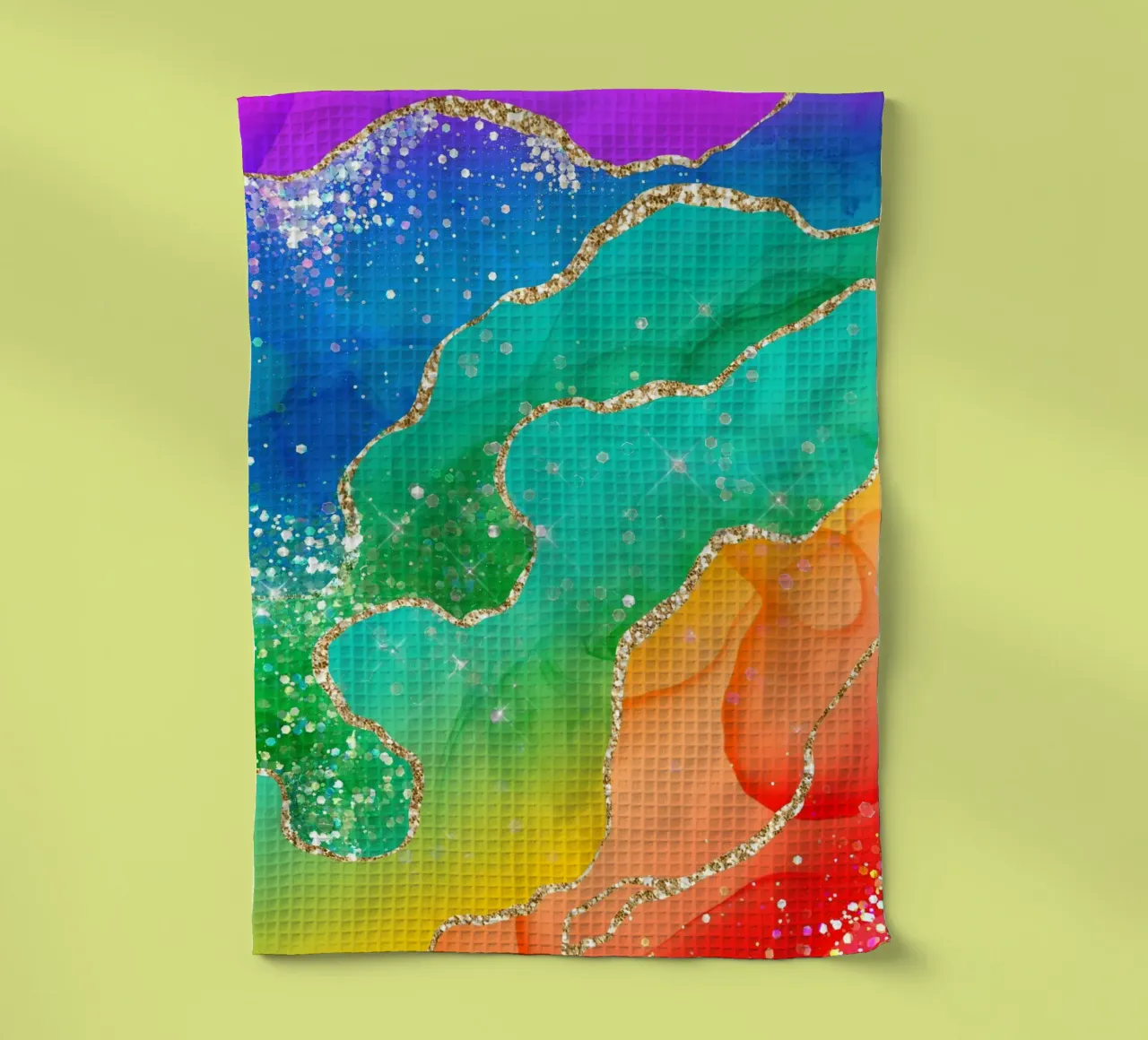 Lebendiger Regenbogen-Glitzer-Achat Struktur 08 Geschirrtuch von Gemstone Textures