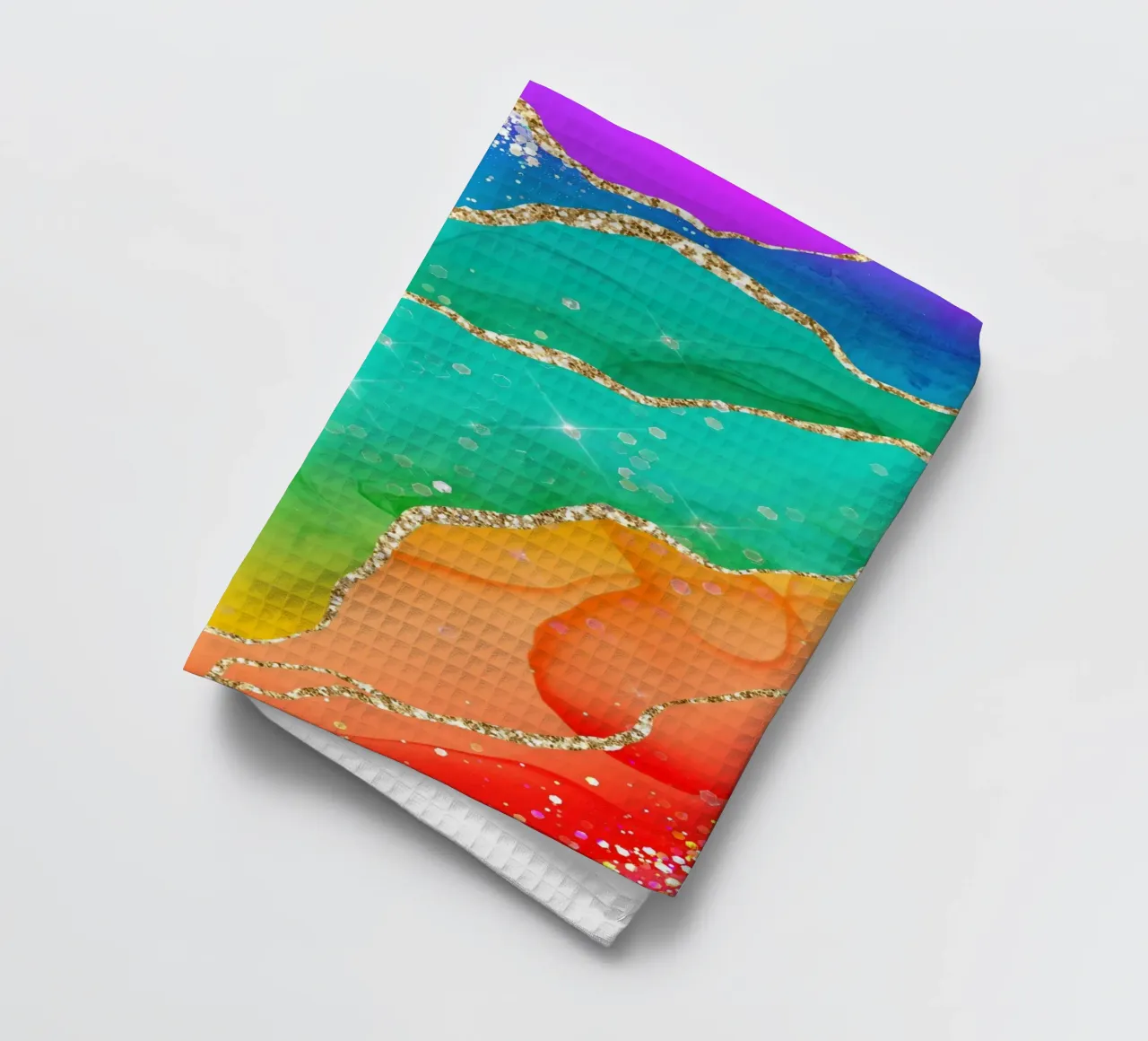 Lebendiger Regenbogen-Glitzer-Achat Struktur 08 Geschirrtuch von Gemstone Textures