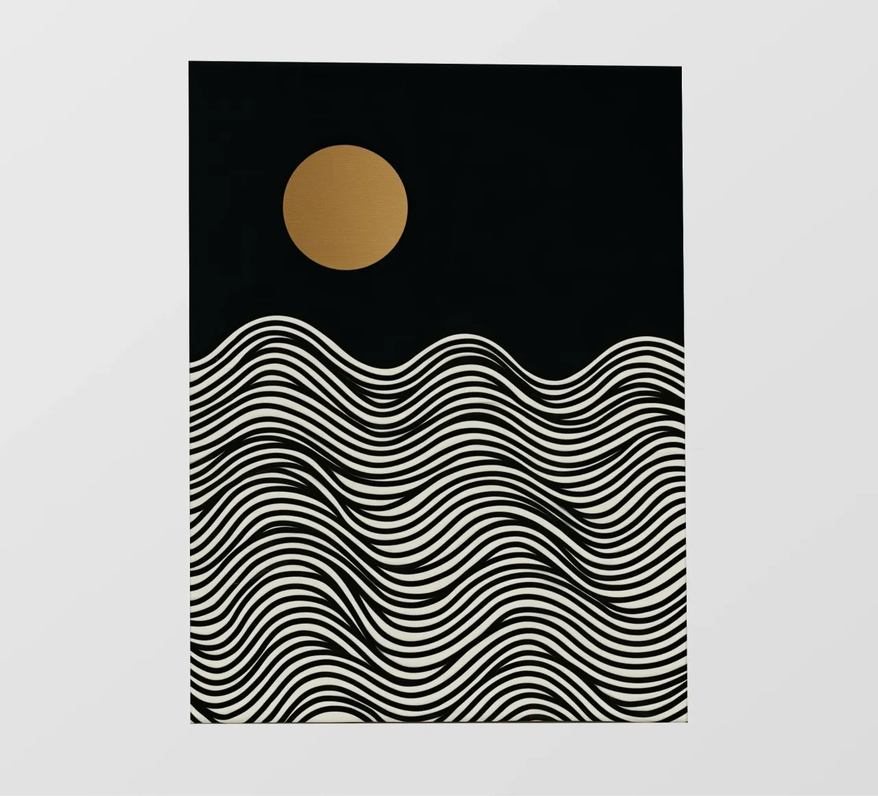 Luna piena dorata in riva al mare | Line Art telo in pvc da Autofocus