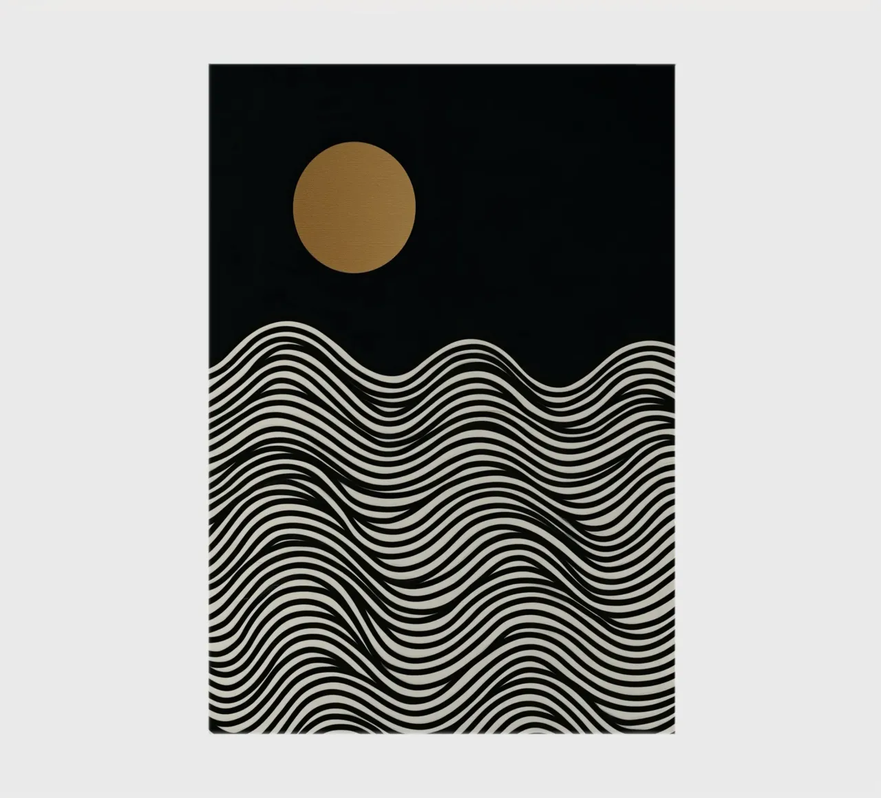 Golden full moon by the sea | Line Art notebook by Autofocus