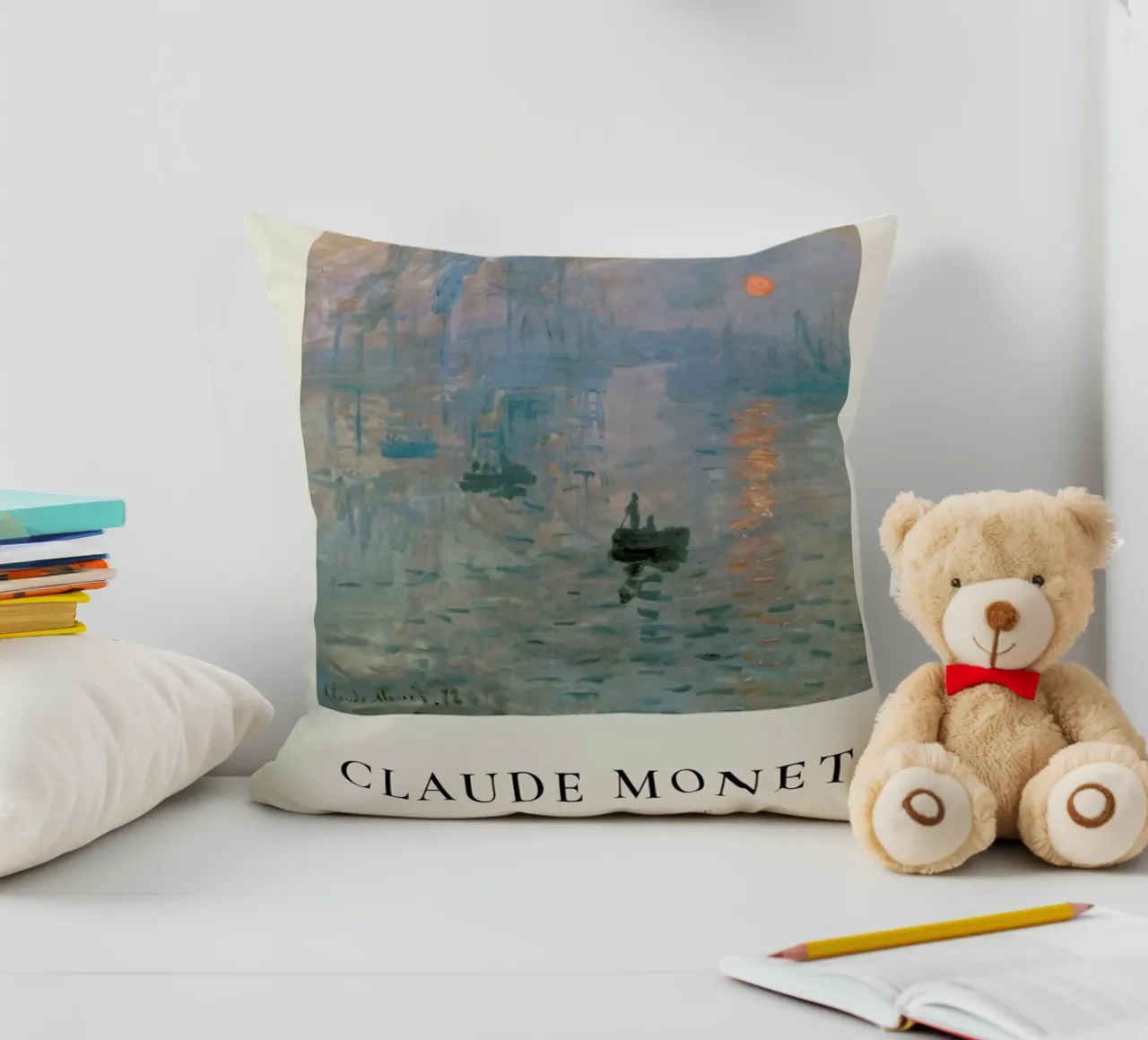 Monet - Impression, Sunrise cuscino da ARTOTHEK