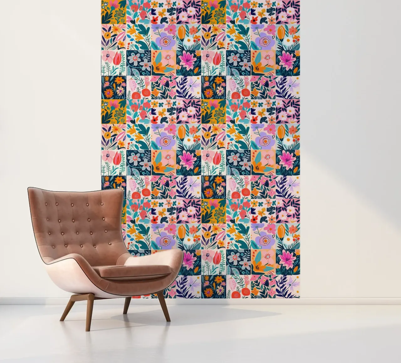 Floral Patchwork fotobehang van Sunflower Soul Studio