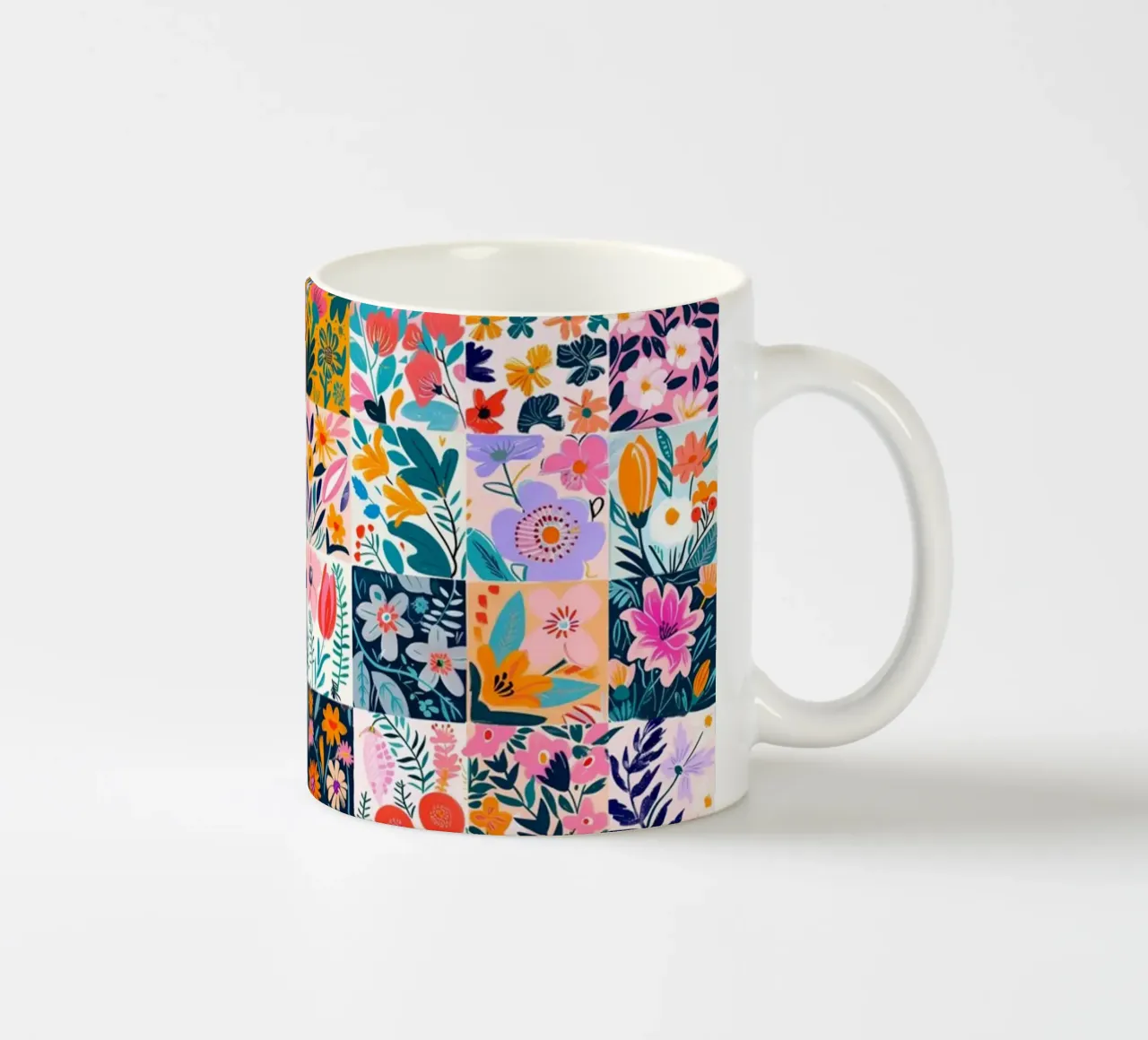 Floral Patchwork ceramic mug by Sunflower Soul Studio