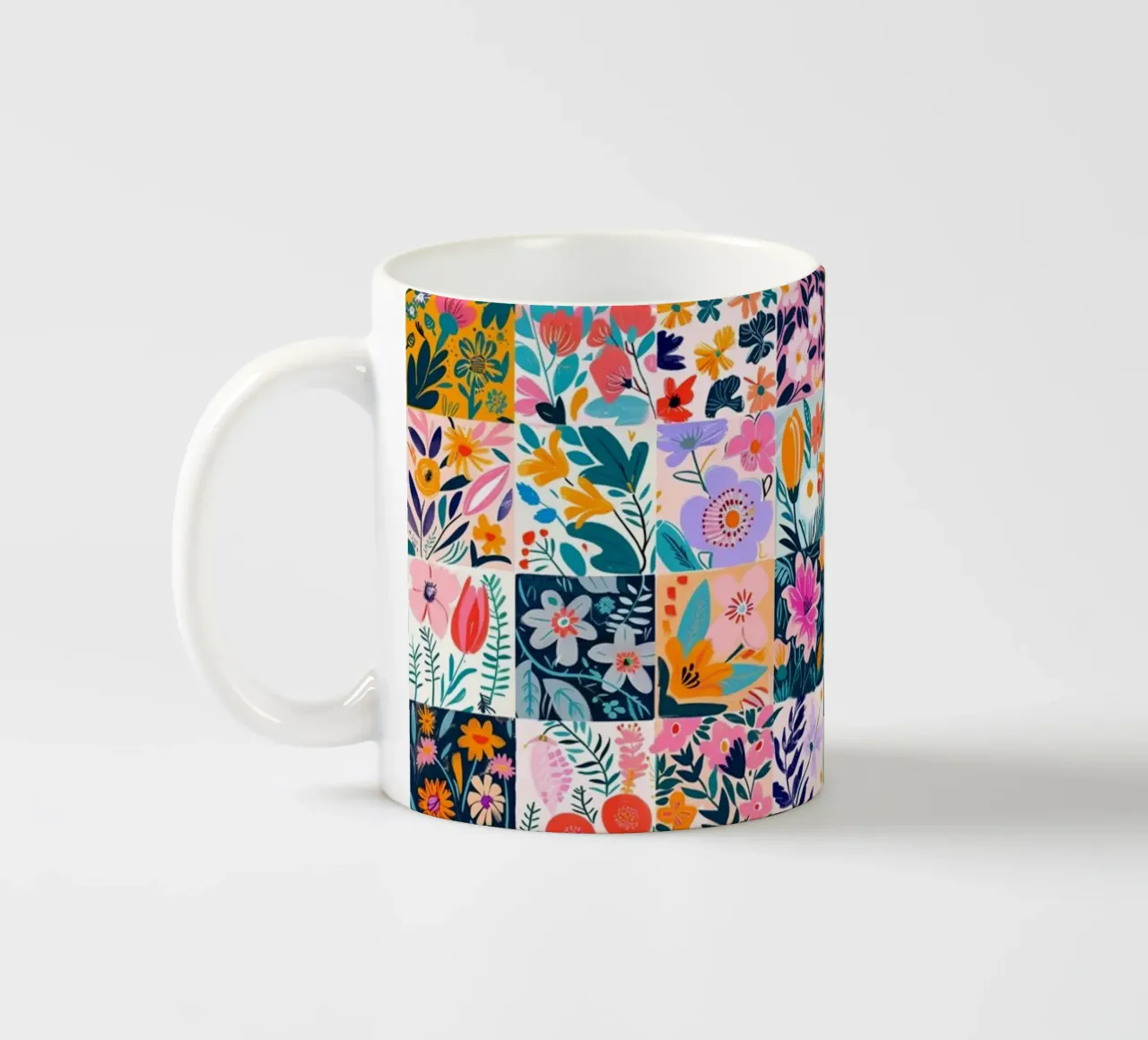 Floral Patchwork ceramic mug by Sunflower Soul Studio