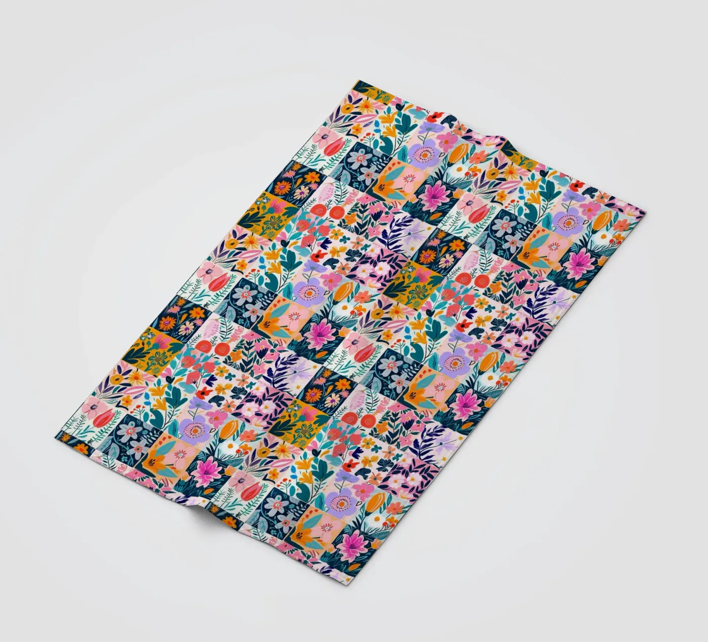 Floral Patchwork fleece blanket by Sunflower Soul Studio