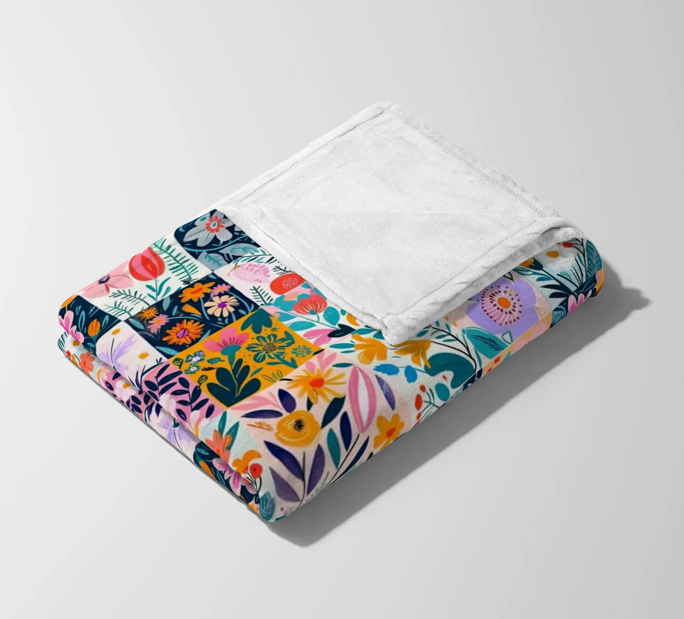 Floral Patchwork fleece blanket by Sunflower Soul Studio