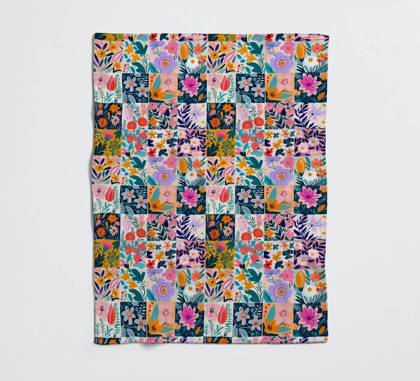 Floral Patchwork fleece blanket by Sunflower Soul Studio