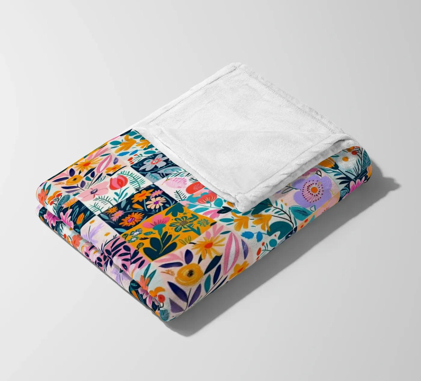 Floral Patchwork fleece blanket by Sunflower Soul Studio