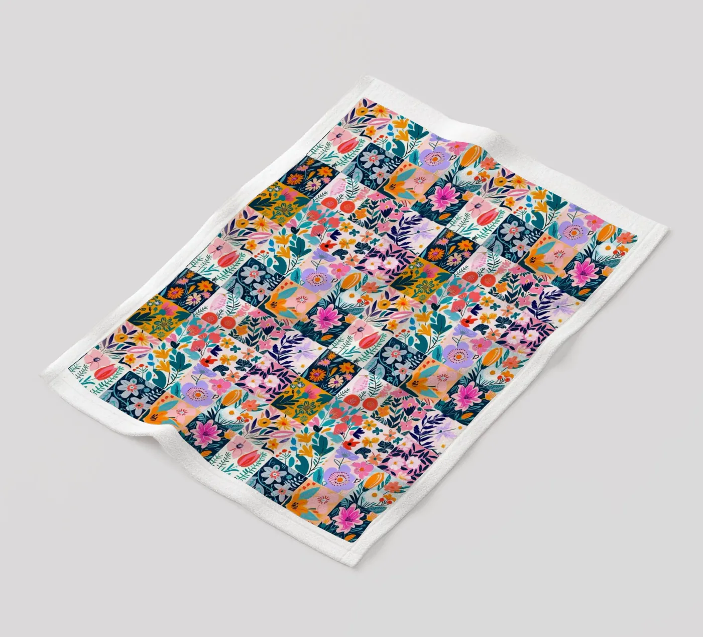 Floral Patchwork fleece blanket by Sunflower Soul Studio