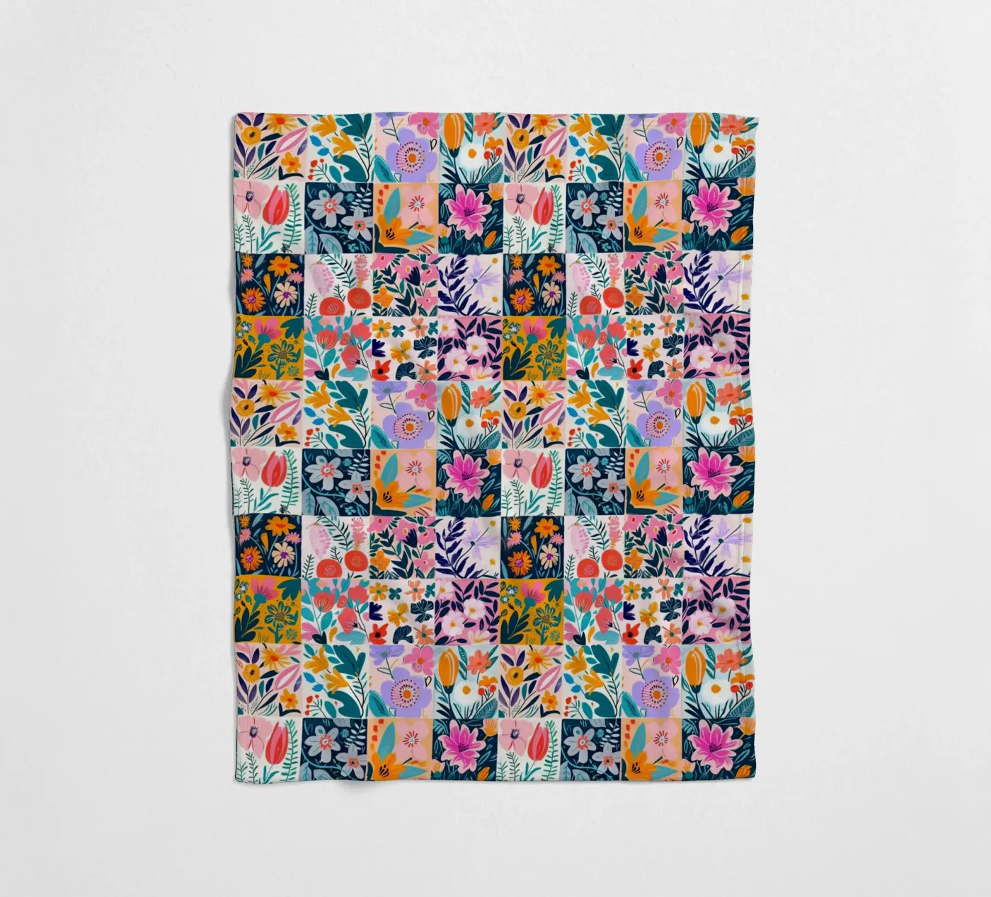 Floral Patchwork fleece blanket by Sunflower Soul Studio