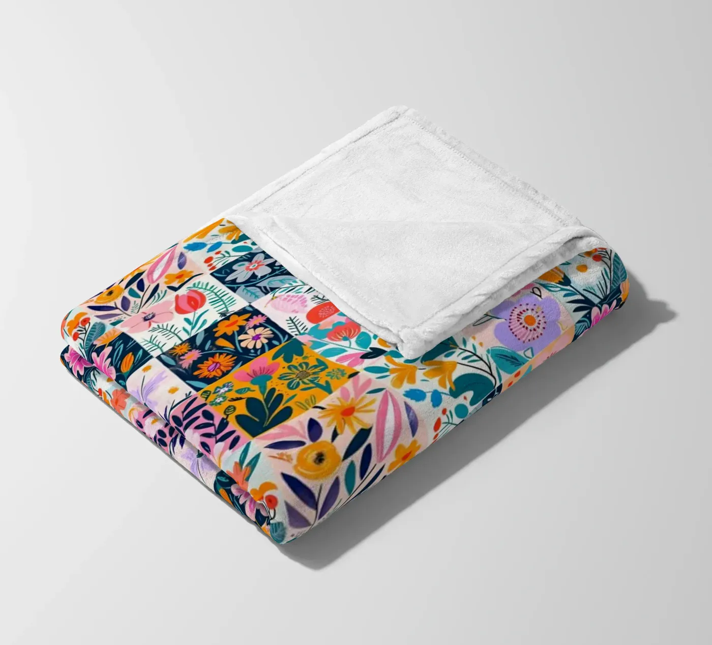 Floral Patchwork fleece blanket by Sunflower Soul Studio
