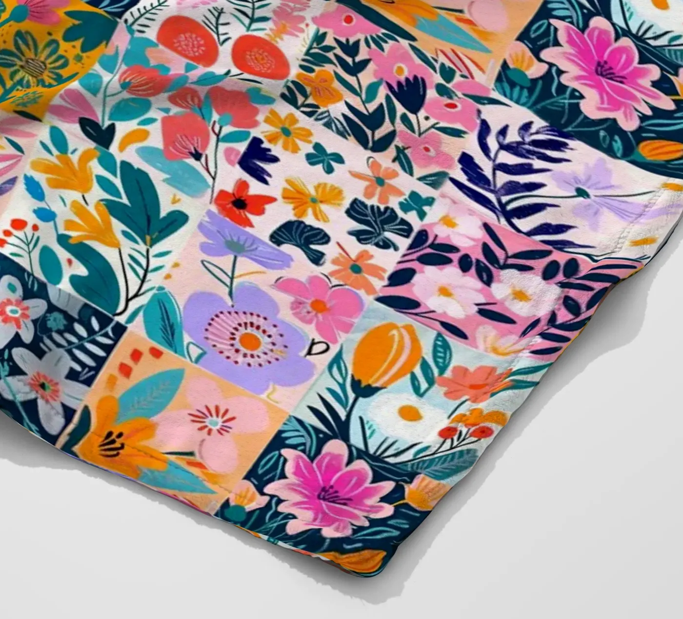 Floral Patchwork fleece blanket by Sunflower Soul Studio