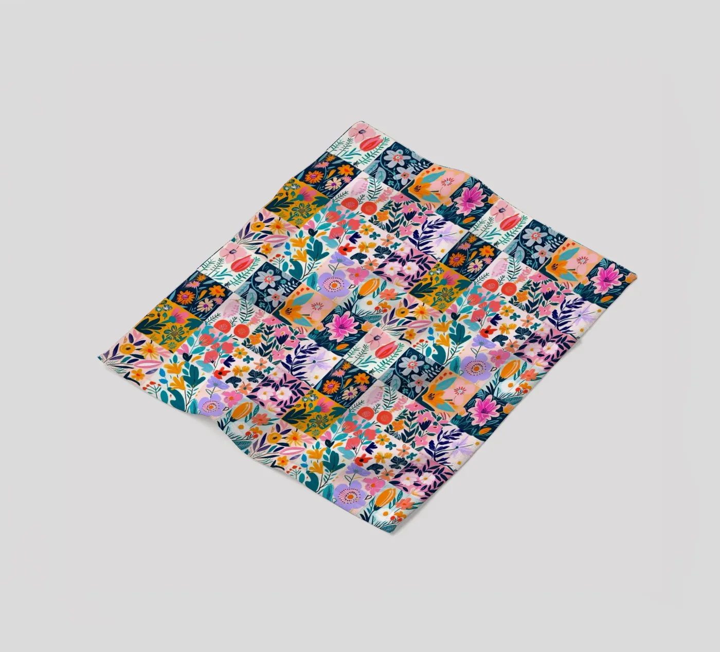Floral Patchwork fleece blanket by Sunflower Soul Studio