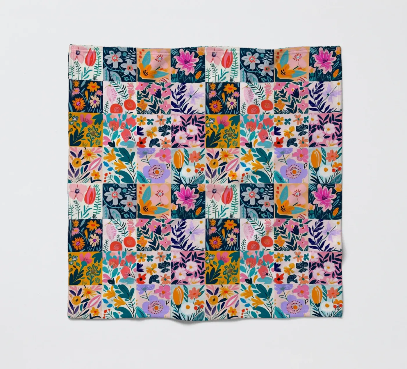 Floral Patchwork fleece blanket by Sunflower Soul Studio