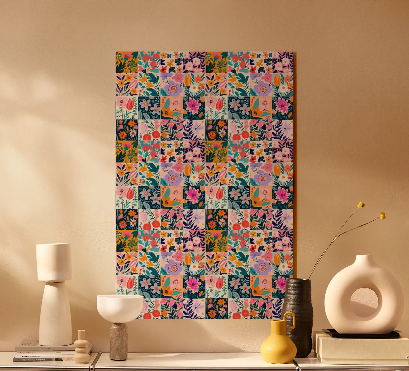 Floral Patchwork acryl van Sunflower Soul Studio