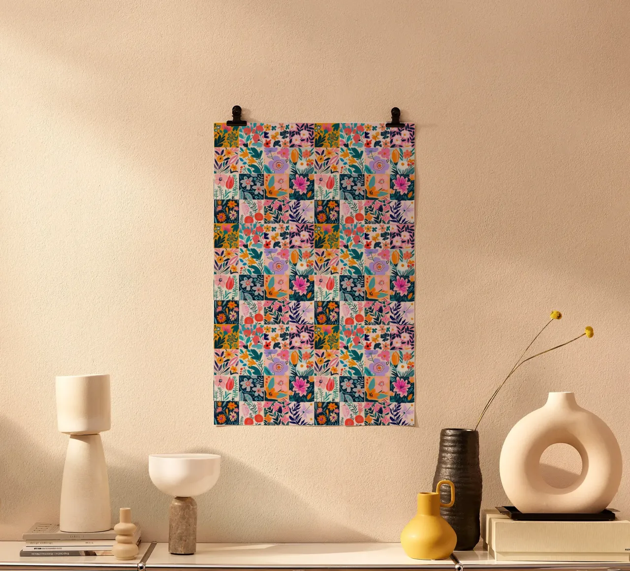 Floral Patchwork poster van Sunflower Soul Studio