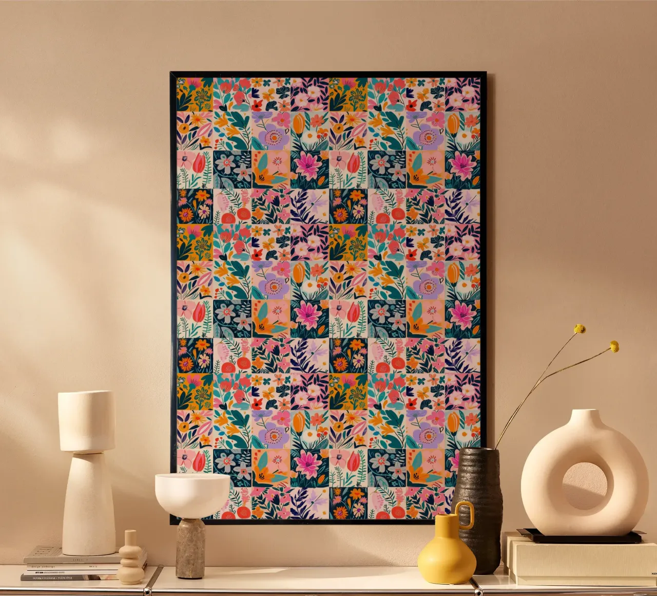 Floral Patchwork poster con telaio in plastica da Sunflower Soul Studio