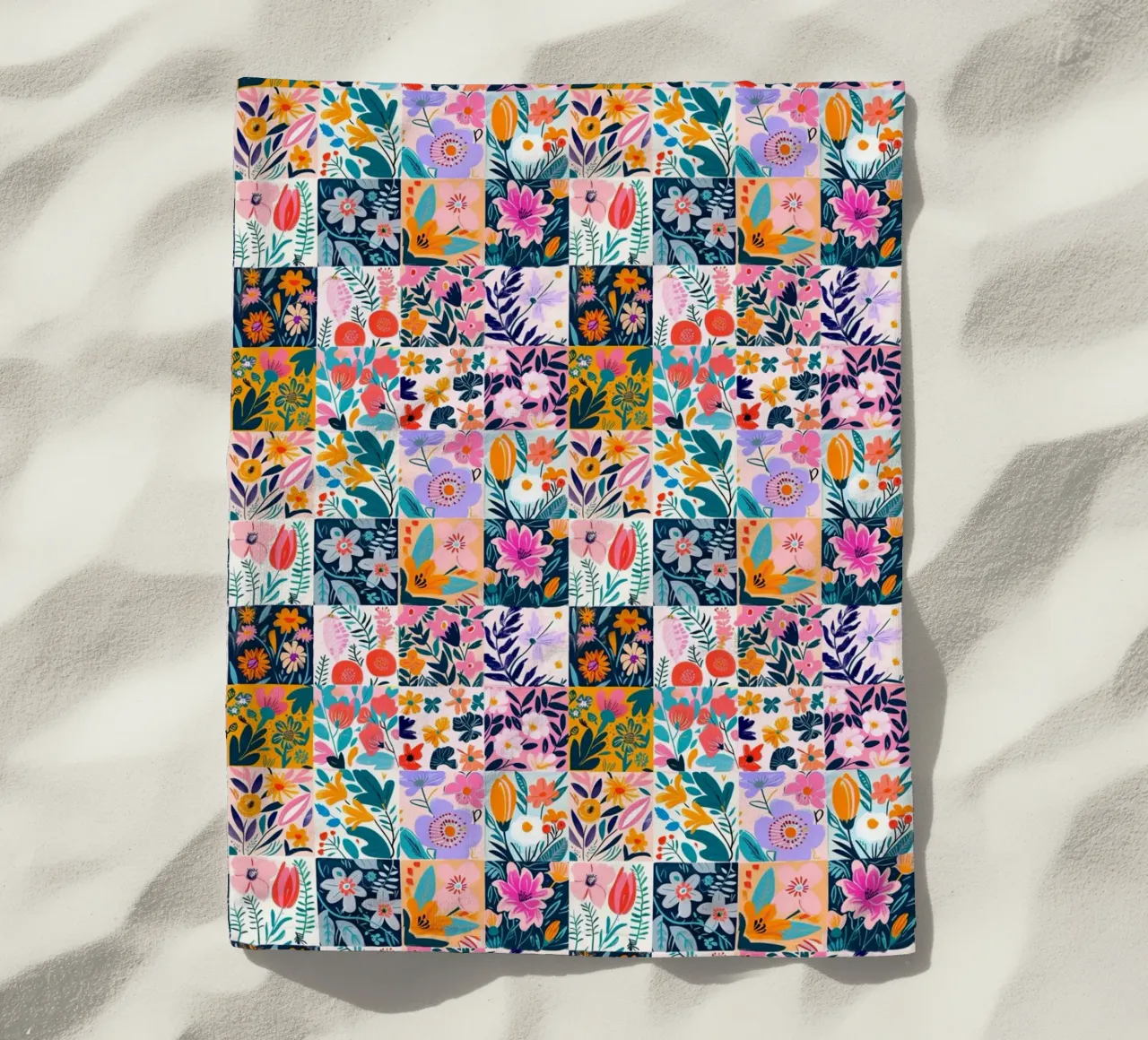 Floral Patchwork beach towel by Sunflower Soul Studio