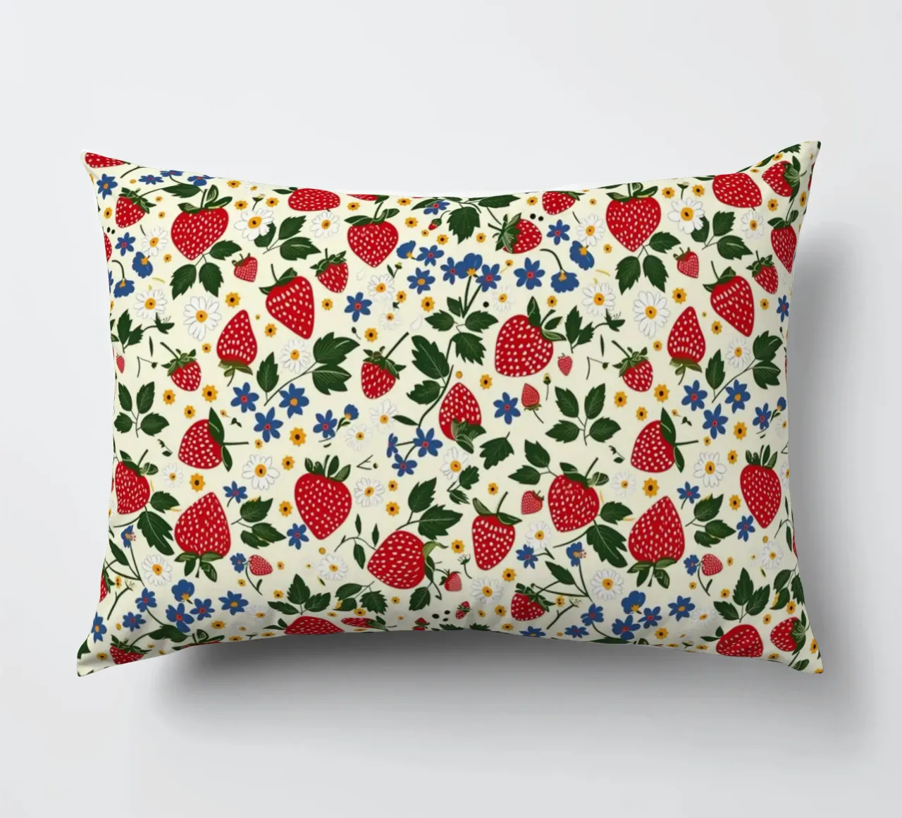 Strawberries and Flowers cuscino da Sunflower Soul Studio