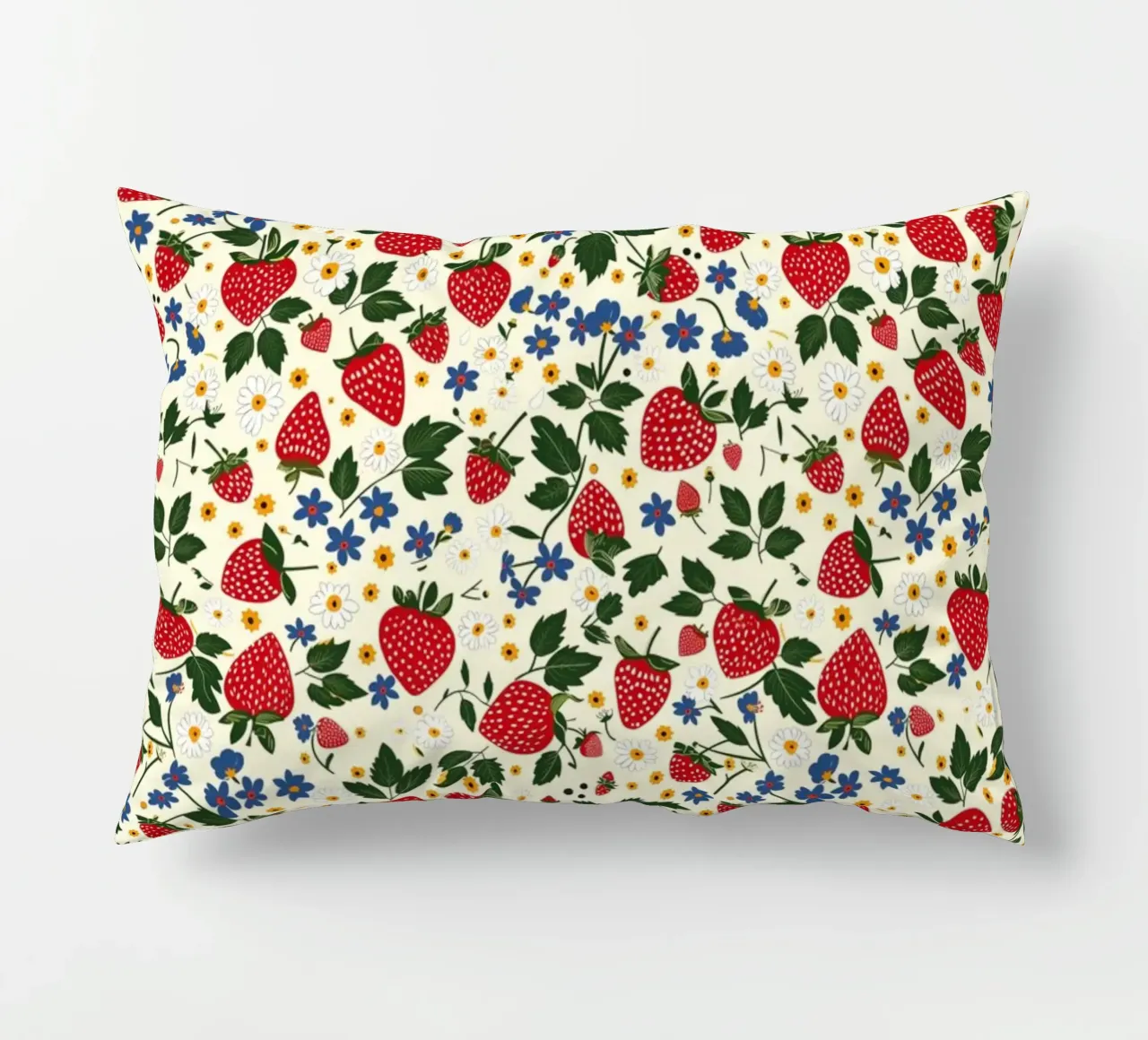 Strawberries and Flowers cuscino da Sunflower Soul Studio