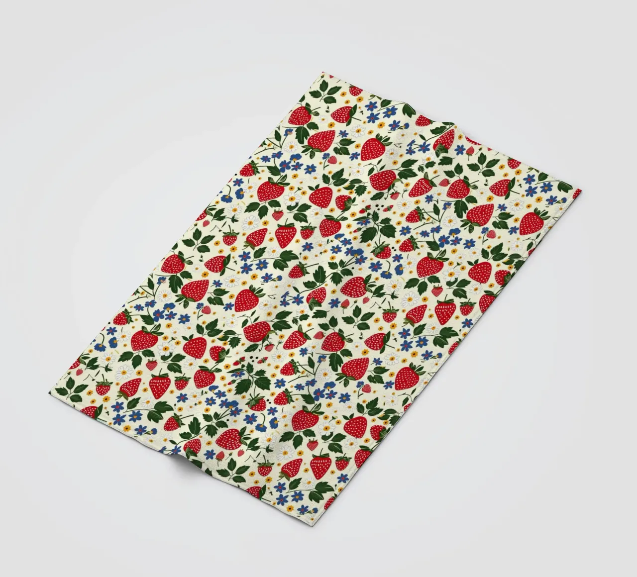 Strawberries and Flowers fleece blanket by Sunflower Soul Studio
