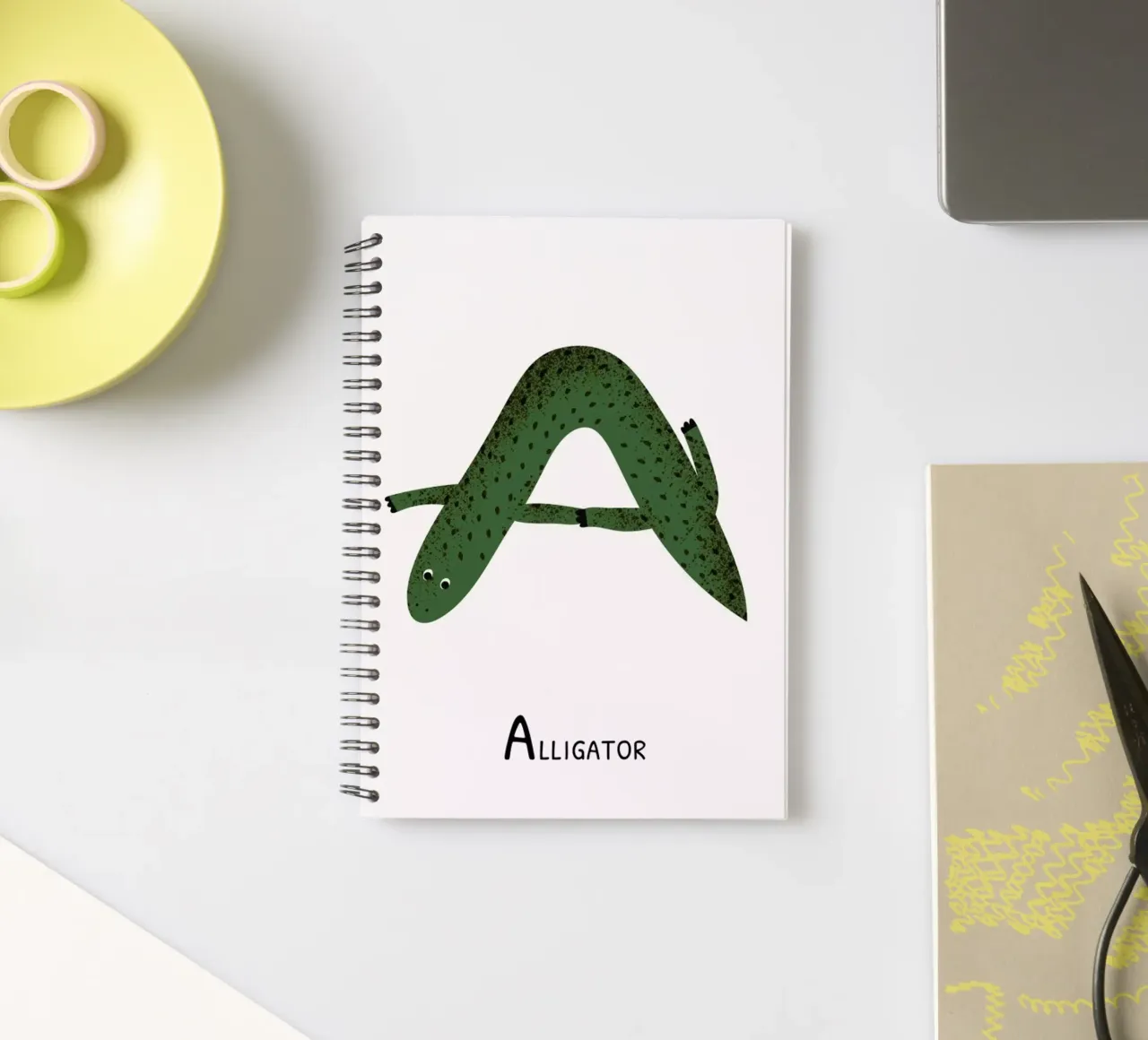 A for Alligator spiral notebook by Little Flourishes