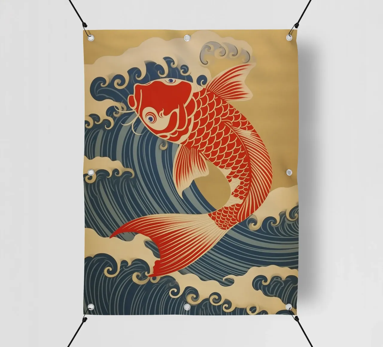 Carpa koi giapponese rossa e oro | stile giapponese telo in pvc da Autofocus